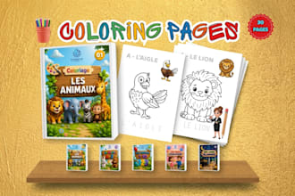 provide 30 printable kids coloring pages PDF for KDP