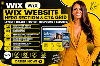 do wix website hero section cta grid wix layout header footer dropdown error fix