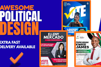 design wining political election campaign flyers, banners and social posts