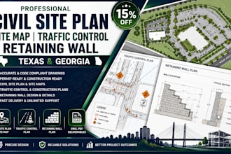 civil site plan site map traffic control retaining wall texas georgia