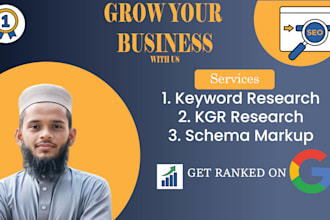 do SEO keyword research, kgr, and schema markup