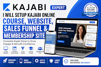 setup kajabi online course, website, sales funnel and membership website