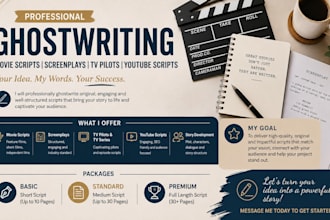 ghostwrite movie script screenplay tv and youtube scripts
