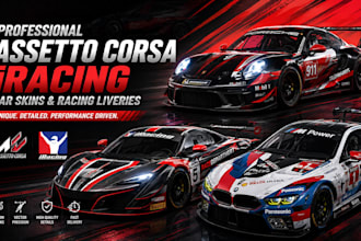 create professional assetto corsa iracing car skins and racing liveries