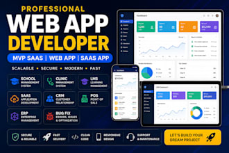 develop web app, school management, clinic, lms, saas app, crm, pos, erp,bug fix