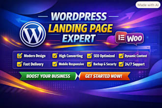 build wordpress landing page design, squeeze page, sales page, or sales funnel