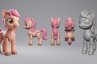 sculpt 3d articulated model, 3d toy bjd figurine, flexi toy stl file 3d printing