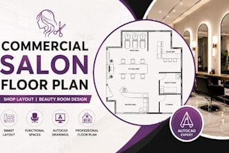 design commercial salon, shop layout, beauty room cad floor plans