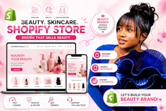design skincare beauty shopify store website hair extension shopify store design