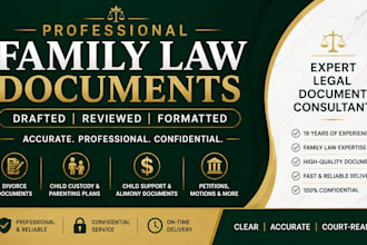draft family law documents, divorce, child custody, petitions and motions