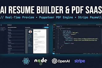 build ai resume builder saas web app in react js and node js