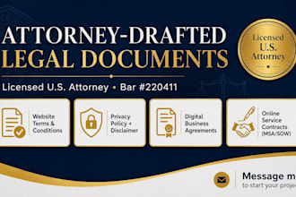 draft custom website terms and conditions as a US attorney