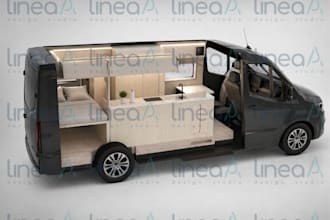 modelado 3d y renderizado de motorhome