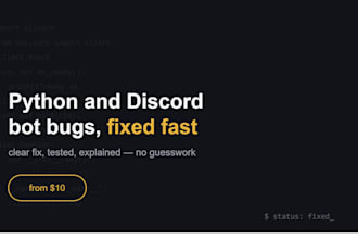 fix your python code error or discord bot bug in 1 hour