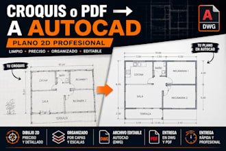 convertiré tu croquis o PDF en un plano arquitectónico