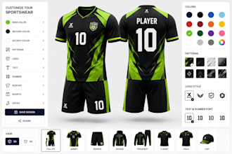 do 2d 3d jersey suit teamwear sportswear configurator on shopify zakeke kickflip