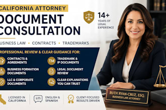 provide california business attorney services for contracts and trademarks