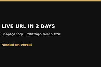 build a one page shop or landing website on vercel