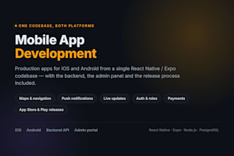 develop a react native mobile app for ios and android with expo