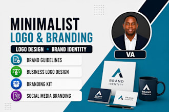 design minimalist business logo, brand identity and branding kit