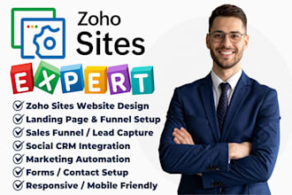 design zoho sites website landing page funnel social CRM marketing automation