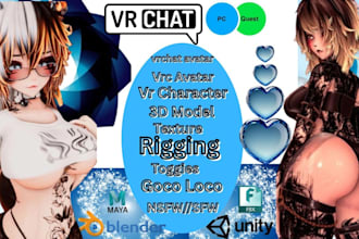 do custom vrchat avatar, vrc avatar, furry nsfw avatar, vr character