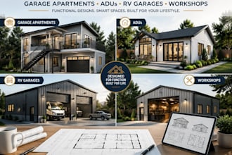 design architectural plans for garage apartments adus rv garages and workshop