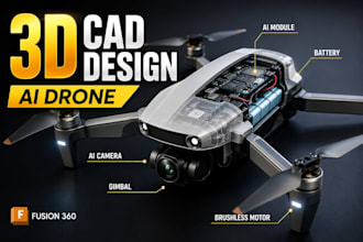design ai camera drone smart device 3d cad model in fusion 360 for manufacture