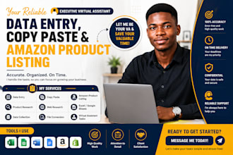 be executive virtual assistant for data entry copy paste amazon product listing