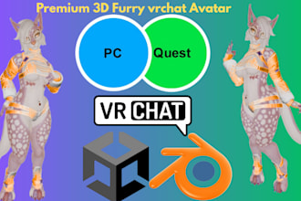 create custom vrchat avatar furry vrchat vrc character furry 3d model commission