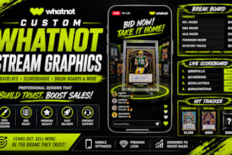 design custom whatnot overlays, scoreboards, break boards, and stream graphics