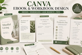 design editable canva ebook, leadmagnet,workbook and pdf layout