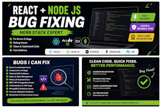fix react node js mern stack bugs and errors