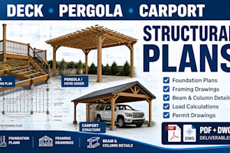 design deck pergola carport structural plans permit drawings