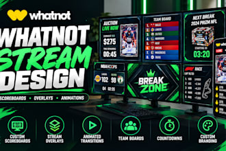 design custom whatnot overlays, scoreboards and animated transitions