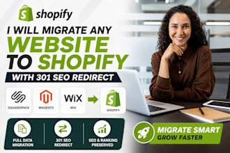 migrate squarespace magento wix to shopify store migration with 301 SEO redirect