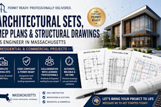 do architectural sets, mep plan, structural drawing as engineer in massachusetts
