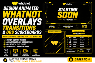 design animated whatnot overlays transitions and obs scoreboards