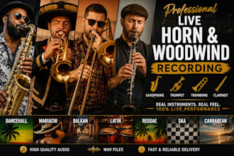 record sax trumpet trombone clarinet for dancehall mariachi balkan latin reggae