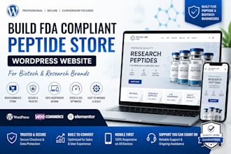 build fda compliant peptide store wordpress website biotech wordpress website
