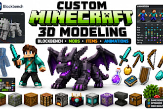 create custom minecraft blockbench 3d models, mobs, items and animations