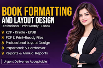 do book formatting and layout design, ebook formatting, report and pdf