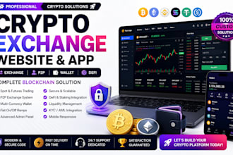 develop crypto exchange website, p2p exchange,trading platform, blockchian app