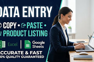 do accurate data entry, copy paste and product listing