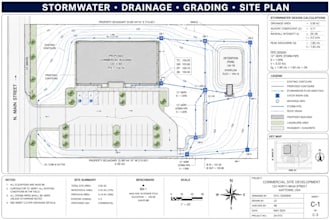 stormwater calculation, drainage report, civil utility plan, site grading plan