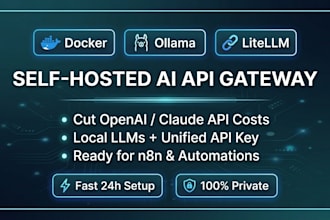 setup a self hosted ai API gateway with litellm and ollama for n8n