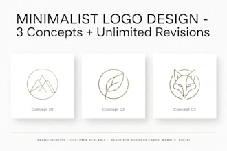 design 3 modern minimalist logo concepts with social media kit