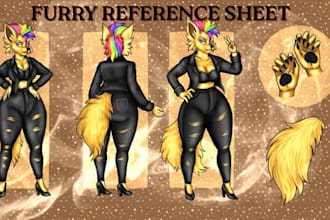 draw furry oc fursona reference sheet, anthro ref sheet furry character design
