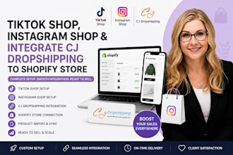 setup tik tok shop instagram shop and integrate cj dropshipping to shopify store