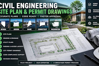 civil engineering site plan and city permits drawings  nevada oregon maine ct wa